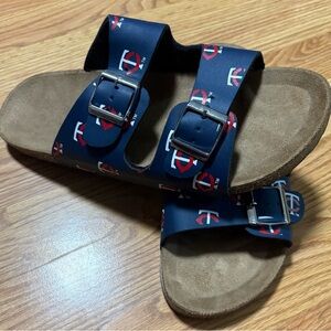 Minnesota Twins Navy Sandals with Red and White Logo
